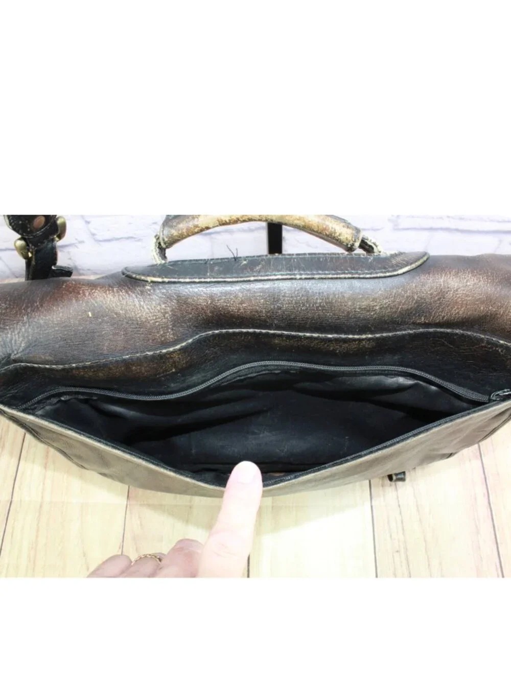 Vintage Brown Leather Messenger Laptop Briefcase Satchel Shoulder Bag 15x10